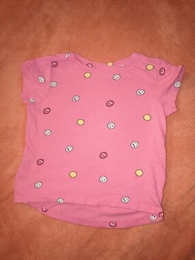 Old Navy Pink Short Sleeve Tee with Emoji Dot Motifs